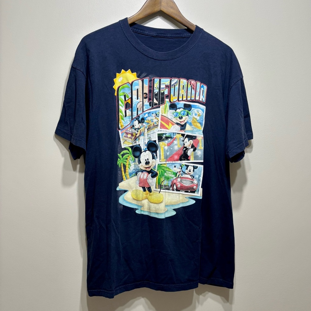 Vintage Disney Disneyland California Mickey Mouse Graphic T-Shirt Blue Retro Tee